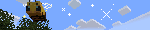 A minecraft blinkie with a bee in the background with lots of sparkles